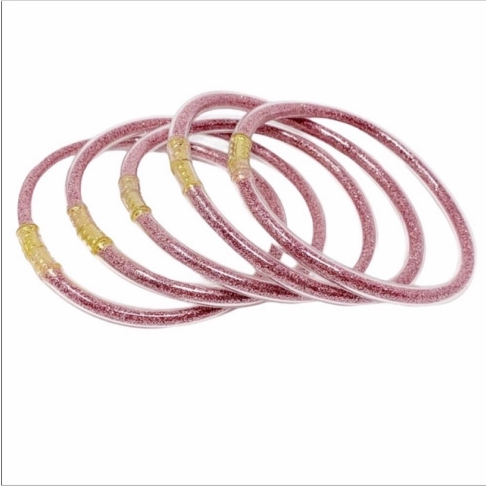 5 PINK jelly bangle bracelet set NEW - Picture 3 of 4